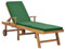 Myheimly Sonnenliege mit Auflage Massivholz Verstellbar Gartenliege Holzliege Liege Relaxliege Liegestuhl Strandliege Gartenmöbel Teak Grün