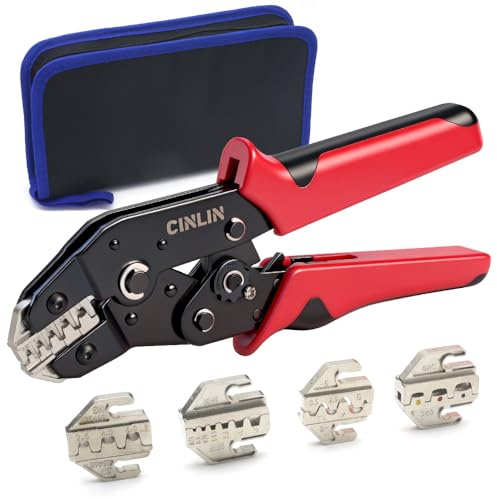 CINLIN Set di strumenti di crimpatura a cricchetto, per molex, JST, terminali a cilindro aperto stile Dupont, nylon isolato, non isolato, estremità del cavo della ghiera, connettori solari, pinze a