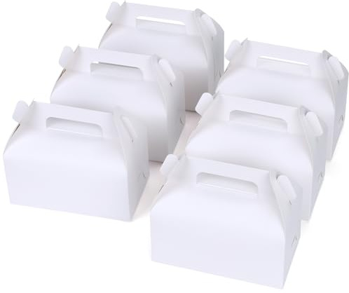 GXFCING 30 Stück Geschenkbox Weiße Geschenk Schachteln mit Deckel und Griff, 16,3 x 9,3 x 8 cm Karton Geschenkboxen für Kindergeburtstage, Hochzeiten, Babypartys, Weihnachten, Party