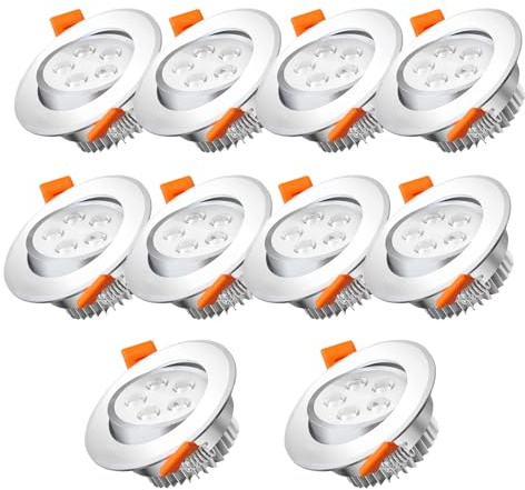 KLGFI LED Einbaustrahler 230V, 10er Set 5W 85-95mm EinbauØ Einbauspots Schwenkbar, Deckenspots Einbauleuchten, led spots flach für Badezimmer Wohnzimme (5W-Warmweiß - 10er Set)
