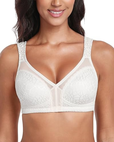Lemorosy Reggiseno Minimizer Donna Coppe Piene Senza Ferretto(4C,Bianco)