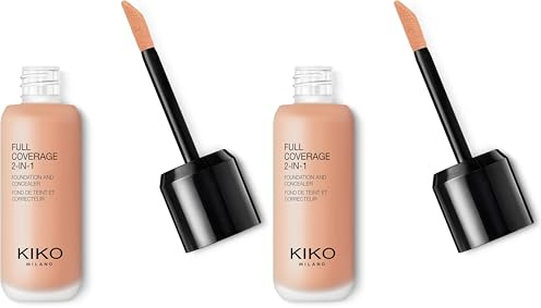 KIKO Milano Full Coverage 2-In-1 Foundation & Concealer 03 - Cr 20 | 2-In-1-Foundation Mit Concealer, Hohe Deckkraft (Packung mit 2)