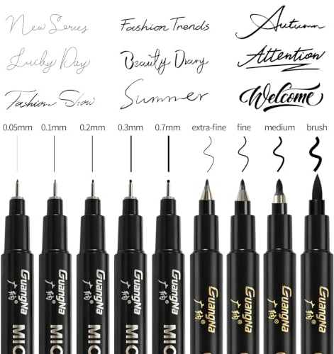 Surcotto Kalligraphie Stifte – 9 Teile für Anfänger,Schwarz kalligraphie Set und Handlettering-Stifte für Anfänger Schreiben, Unterschrift, Illustration Design und Zeichnen Schwarze Filzstifte