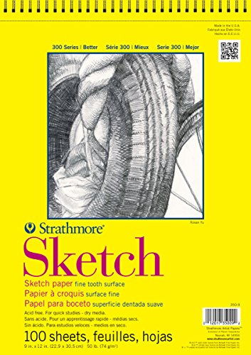 Strathmore 300 Series Sketch Pad, 14x17 inch, 100 Sheets, Top Wire - Artist Sketchbook for Drawing, Illustration, Art Class Students