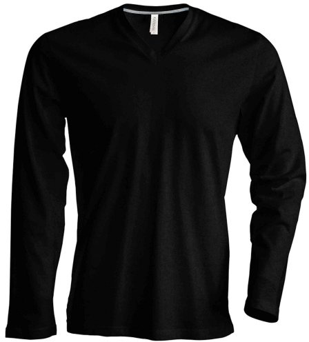 Kariban Mens Slim Fit Long Sleeve V Neck T-Shirt