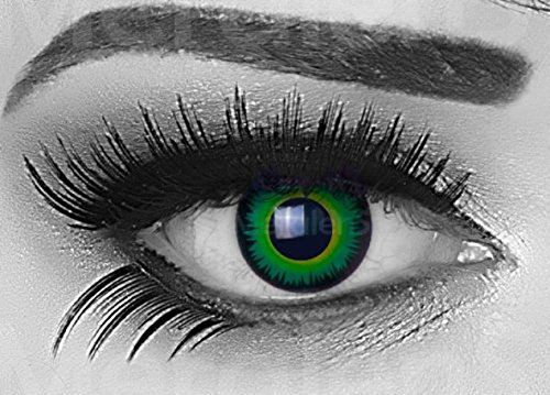 Funnylens 1 Paar farbige Crazy Fun green werewolf Jahres Kontaktlinsen. perfekt zu Halloween, Karneval, Fasching oder Fasnacht mit gratis Kontaktlinsenbehälter ohne Stärke!