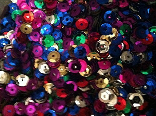 The Bead and Button Box - 15g (approx 1500) Rainbow Mix 7mm Sequins. Ideal for sewing, crafts, scrapbook, cards, pictures, childrens crafts, decoration