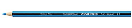 STAEDTLER Buntstifte Noris colour, lichtblau, rutschfeste Soft-Oberfläche, hohe Bruchfestigkeit, Made from Upcycled Wood, intensive Farben, Sechskantformat, 12 lichtblaue Farbstifte, 185-30