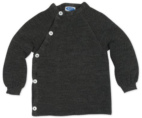 Reiff Baby-Schlüttli aus Bio-Merinowolle – kuschelige Strickjacke mit Knöpfen – Größe 86-92 – Farbe Fels