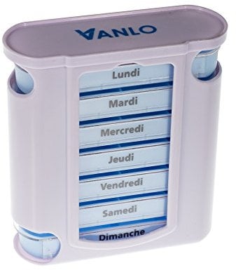 VANLO Pillendose Tower 7 Tage mit 4 Fächern pro Tag, Pillenbox,Tablettendose, Wochendosierer, Medikamentenbox in französisch