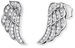 Engelsrufer Flügel Ohrstecker für Damen 925er-Sterlingsilber Weiße Zirkonia Größe 11 mm