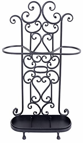 PALAZZO INT Schirmständer Villa Vintage Schirmhalter Eisen Schwarz Patina Shabby Chic Antik Look 72 cm Nostalgisch Landhausstil Regenschirmständer Flur Diele Eingangsbereich Vintage Deko Metall