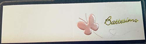 Pianeta Confetti Bigliettini per Bomboniera per Battesimo e Nascita Bimba, Rosa, 50 pezzi
