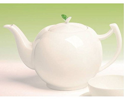 Teekanne TEA TIME BLATT für 1,5L weiß Bone China Porzellan Tea Logic