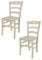 t m c s Tommychairs - 2er Set Stühle Cuore für Küche und Esszimmer, Robuste Struktur aus Buchenholz, in Anilinfarbe Weiss lackiert und Sitzfläche (Einbausitz) aus Holz
