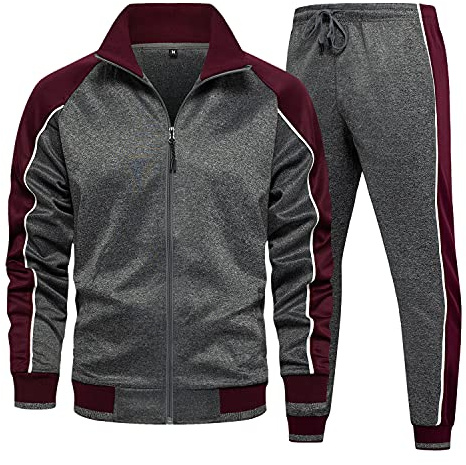 MANLUODANNI Men's Tracksuit Sets Bottoms Full Zip Casual Jogging Gym Suit Jacket with Pockets
