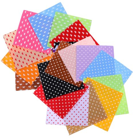 HEALLILY Filz-Stoff, 15 x 15 cm, gepunktet, bedruckt, Quadrate, Vlies, Patchwork für DIY, Kinder, Basteln, Nähen (zufälliges Muster), 20 Stück