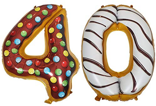 DIWULI Luftballon 40 Geburtstag XL Sweet Donut - Zahl 40