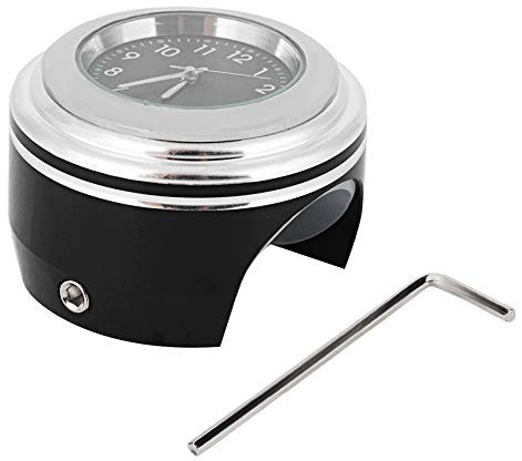 KIMISS Motorradlenkeruhr, Motorradmodifikation Lenkerhalterung wasserdichte Quarzuhr Zubehör(Weiße Oberfläche Schwarzes Zifferblatt)