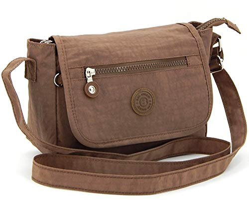 ekavale - Kompakte Umhängetasche – Leichte Handtasche für Damen – Crossbody Messenger Bag – Nylon Schultertasche klein (Braun)