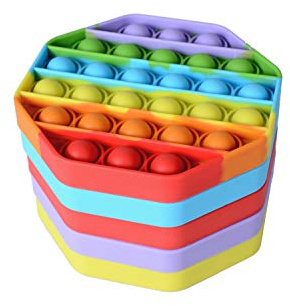5 Pack Silicone Bubble Sensory Pop Fidget Toy, Office Toys, Anxiety Relief Squeeze Sensory, Autism, ADHD and Special Needs Stress Reliever, 5 Colors Including Rainbow by Treycer