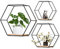 Hexagon Wandregal Ablage aus Holz Metall, 3 Größen Hängeregal Schweberegal Gitterregal Wanddeko Dekorative Regale für Wohnzimmer Schlafzimmer Küche