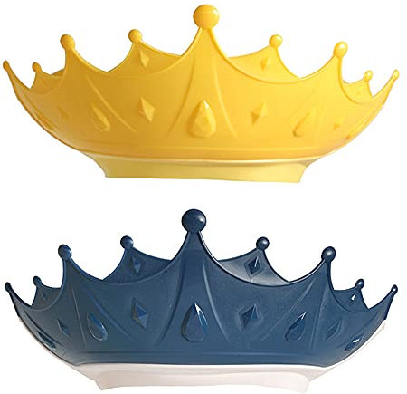 2 piezas lindo forma de corona bebé ajustable impermeable gorro de ducha para lavar el cabello protección auditiva infantil seguro niños champú escudo baño cabeza cubierta