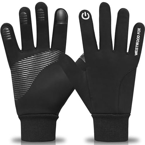 Gants de Cyclisme d'hiver pour écran Tactile - Coupe-Vent - pour Homme et Femme - Thermique - Antidérapant - Doublure en Polaire Chaude pour la randonnée,