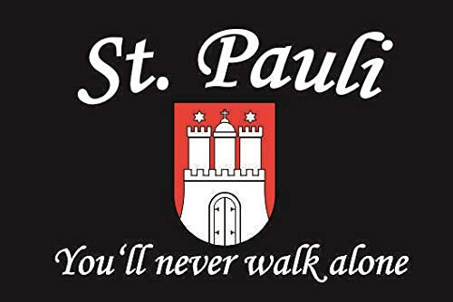 U24 Fahne Flagge St. Pauli never walk alone Bootsflagge Premiumqualität 50 x 75 cm