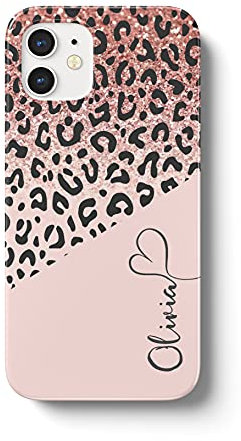 iCaseDesigner Personalised Animal Print Custom Name Phone Case Compatible with iPhone 13 Pro. 5. Leopard Print Pink Sparkle Fade
