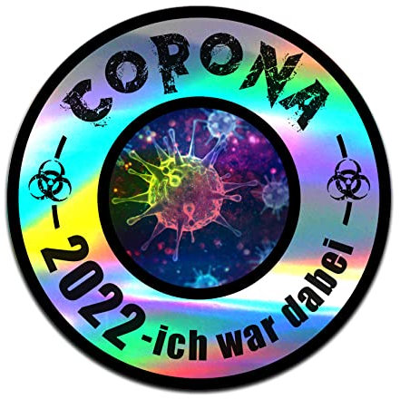 Finest Folia Virus Sticker Funsticker Hologramm Aufkleber für Kfz Auto Motorrad Laptop Kühlschrank Fenster Selbstklebend (R174 Corona 2022 Ich war dabei)