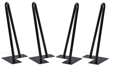 Meubletmoi Lot de 4 Pieds de Meuble/lit/Fauteuil H 25 cm x L 12 cm Filaire en métal Noir Mat - Fin et courbé - Industriel/Contemporain