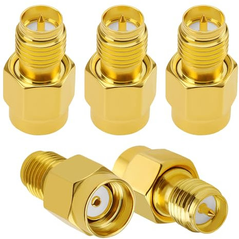 5 Stück RP-SMA Stecker auf RP-SMA Buchse Adapter, KUOQIY SMA Koaxial-Adapter Konverter, SMA-Adapter Koaxial Steckverbinder, für WiFi-Antenne, FPV, Brille, Router