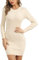 Gyabnw Pulloverkleid Damen Elegant Sexy Strickkleid Rundhalsausschnitt Winterkleider Langarm Einfarbig Pullover Tunika Kleider Minikleid Mode Warm Freizeitkleid Blusenkleid Herbst Winter, Aprikose M