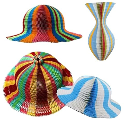 ORFOFE 5stücke Faltbarer Papier-sonnenschirm Hut Vasenform Sonnenschutz Hut Für Damen Und Erwachsene Für Strand Und Outdoor-aktivitäten in Zufälligen Farben