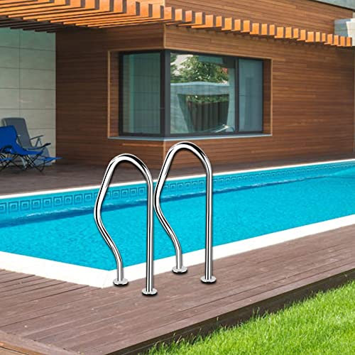 1 STÜCKE Pool-Handlauf, 31,5 x 18,5 Zoll Edelstahl-Treppen-Pool-Geländer mit Einer Tragfähigkeit von 250 kg, Heimdekoration, Sicherheits-Pool-Handlaufleiter