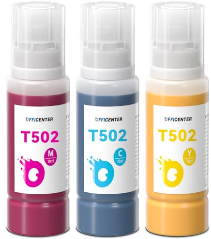 OFFICENTER T502 502 Farbtinten-Nachfüllflaschen für EcoTank ET-2760 ET-2750 ET-4760 ET-2720 ET-3760 ET-2850 ET-15000 ET-2800 ET-4700 ST-4000 ST-2000 ET-371 0 ET-3850 ET-3750 ET-2803 Drucker (C M Y)