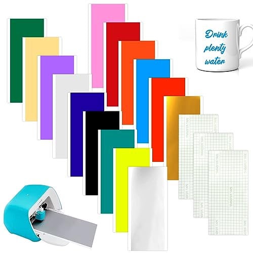 posionks 18 Fogli Vinile Termoadesivo Adesive Colorate 30 X 14 cm Vinile Permanente Vinile Termoadesivo per Tessuti Vinile Adesivo Tazze, Finestre, Vetro, Magliette in Tessuto