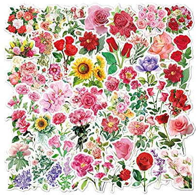 Sticker Blumen, 110 Blatt Aufkleber Blumen Selbstklebend Retro Scrapbook Stickers Farbenfroh DIY Dekopapier für Fotoalben Tagebuch Sammelalbum