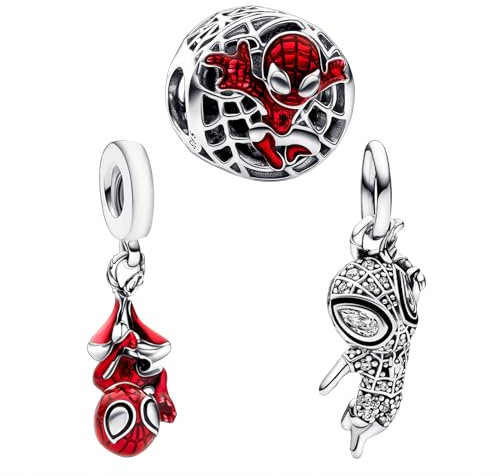 Doyafer Spinne Charms S925 Silber Perlen Charm für Armband Halskette Cartoon Mann Dangle (Pack von 2)