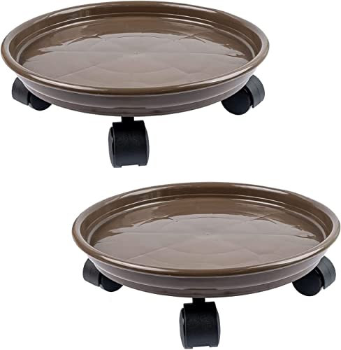 2 x Pflanzen-Behälter, Pflanzgefäß, Blumentopf-Palettenrollenwagen mit Universalrädern, rund, beweglicher Pflanzgefäß, Rollwagen, Palette, Outdoor, Innenbereich, Baum-Blumenständer, Pflanzgefäß (39,4