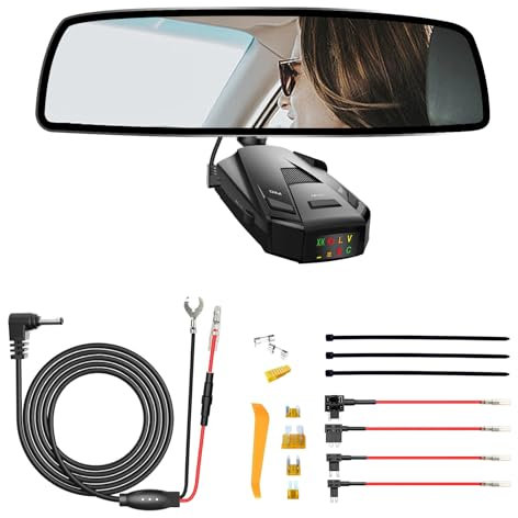 Radardetektor, Rückspiegelstange, Halterung und Radar-Direktnetzkabel, fest verdrahtetes Kit und Sicherungshahn (für Cobra-Radar-Modelle)