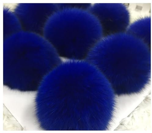 Egurs 2 Stücke Kunstfell Bommel Pompon Fellbommel Fuchspelz Flauschige Pompons Ball DIY Bunte Bommeln bälle für Mützen Tasche Schals Schlüsselanhänger Dekoration Zubehör,9cm Saphirblau 2 Stück