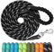 X XBEN Training Leads for Dogs, 15M/49FT Strong Rope Long line Dog Lead Leash with Soft Padded Handle and Heavy Duty Hook, Reflective Recall Training Leads for Large Medium Small Dog, Black