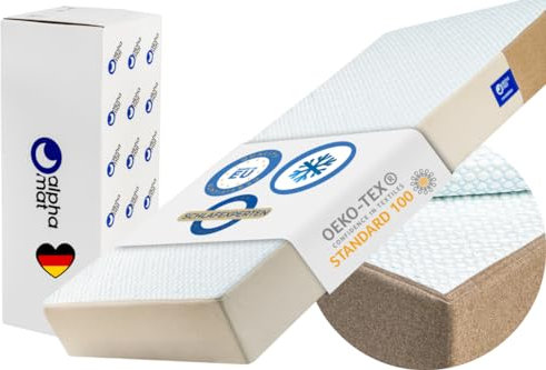 alpha mat Matratze 80x200 hart, Taschenfederkernmatratze Revelation, Schlafmatratze Härtegrad H3, Oeko-Tex, Kühlender Stoff Alpha Cool, Rollmatratze, Höhe 20 cm