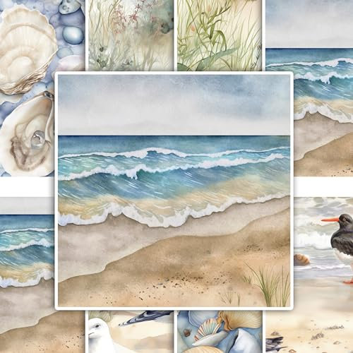 GRAZDesign Fliesenaufkleber Bad & Küche, maritim Leuchtturm Watercolor, Klebefliesen selbstklebend (Strand, 20x20cm - 8 Stück)