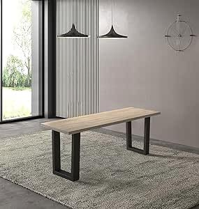 Hallowood Furniture Dudley Dining Bench with Wooden Top & Metal Legs, 100cm