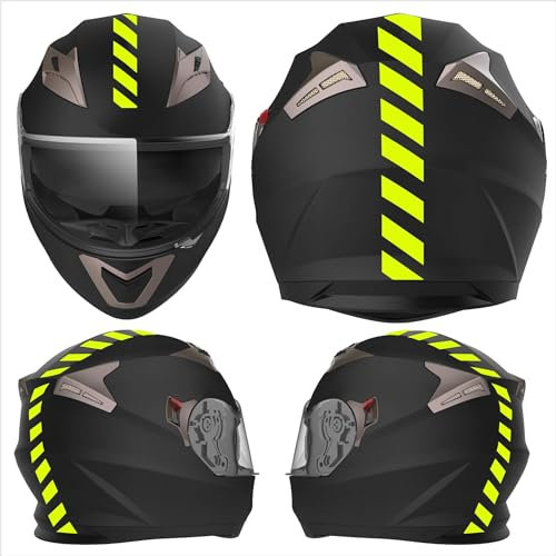 Generico Kit 2 Adesivi stripe striscia freccia banda driving racing fascia Casco Moto Serbatoio Valigia universale cod. 2236 (029 Giallo Fluo)