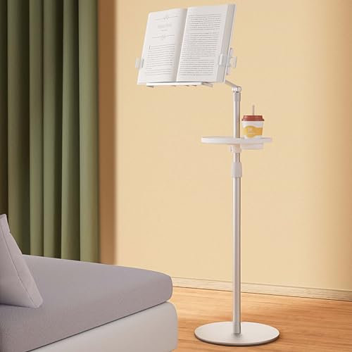 Buch Halterung Zum Lesen Buchhalter Leseständer mit Skalierbar Seitenclips und Tablett Bodenständer Höhenverstellbar 180° Einstellbar iPads (A)