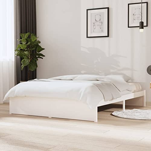 FUDUGEHMIOFWFJJ Massivholzbett Weiß 140x200 cm, tagesbett ausziehbar sofabett tagesbett daybed Geeignet für Schlafzimmer